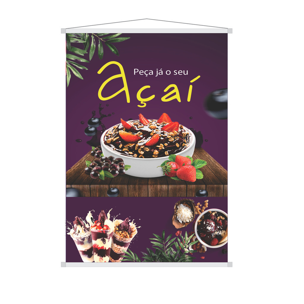 Placa Açaí Banner Faixa Açaí 70x100cm PROPAGANDA ENVIO RÁPIDO