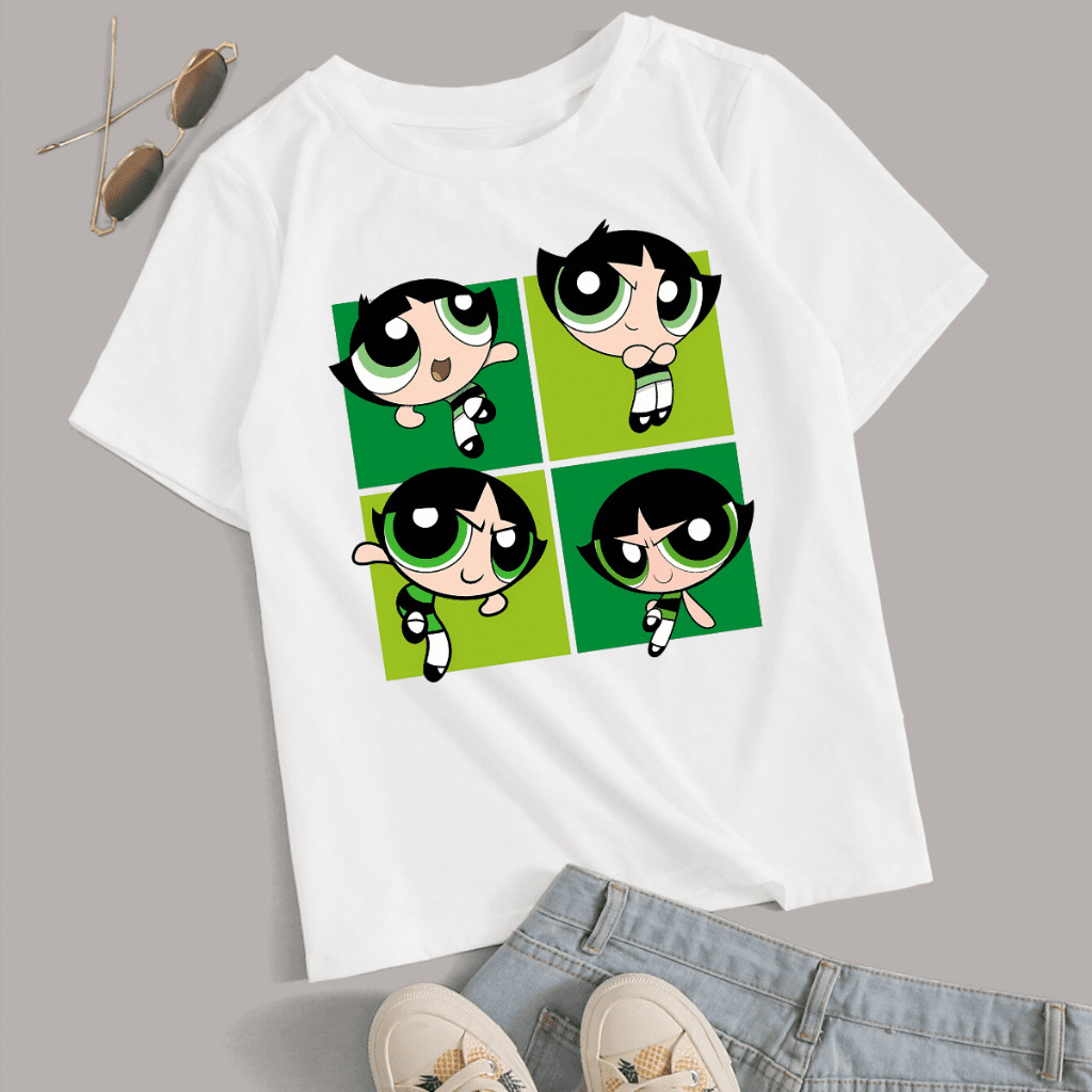 camisa camisa Babylook Blusa Feminina As Meninas Superpoderosas Cor Branca Manga Curta fashion