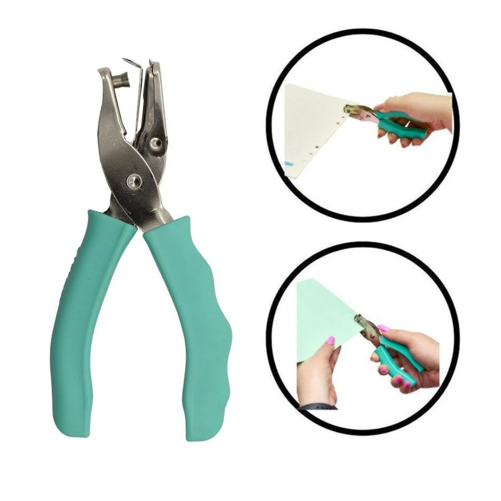 Alicate Furador Perfurador Papel Círculo 1 Furo Cor Sortido/Soft Ideal para Scrapbooking e Trabalhos Manuais