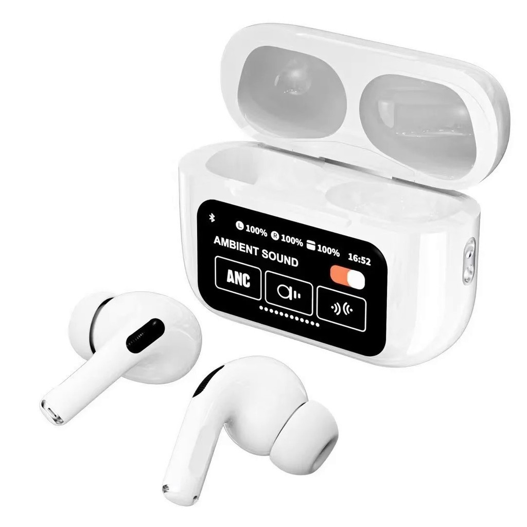 Fone A9 Pro TWS Bluetooth 5.3 Sem Fio ANC APP Touch Cancelamento Ruído Bateria Longa