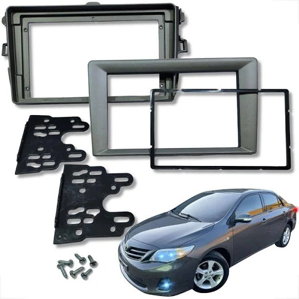 Moldura para painel toyota corolla multimídia 7 e 9 polegadas 2009 a 2013 grafite dvd 2din mp5 - Permak