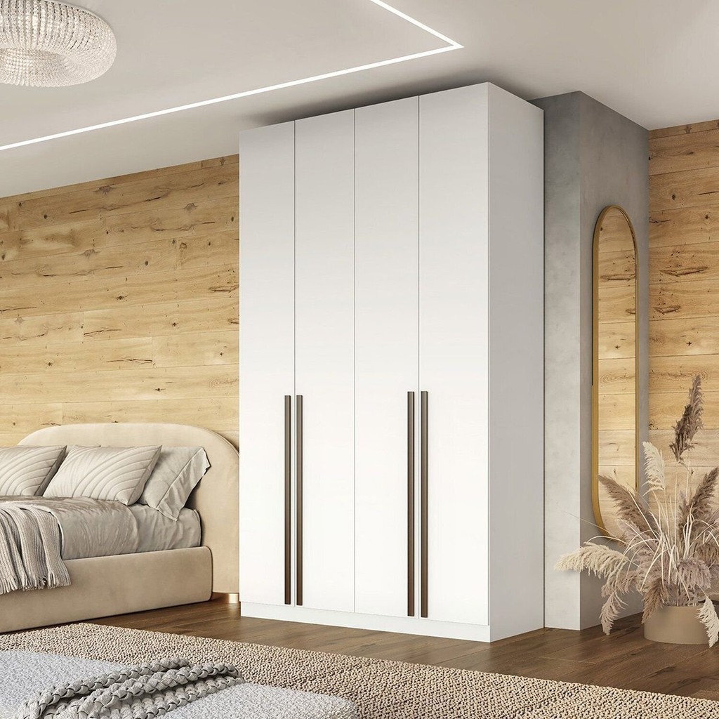 Guarda Roupa Solteiro 4 Portas 100% MDF Vicenzo Branco em Oferta na Shopee