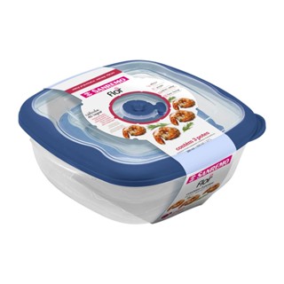 Kit 3 Potes Plásticos Quadrados Herméticos Azul 280ml, 920ml, 2,7L Flor Sanremo