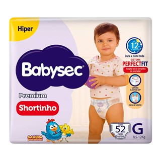 Fralda Shortinho Babysec Premium Tamanho G com 52 Fraldas Descartáveis