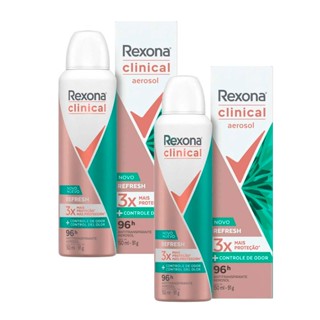 kit 2 Desodorante Rexona Clinical Aerosol Refresh 96h +Controle de Odor 150ml