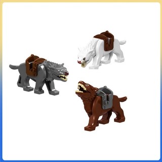 Presentes Infantis Hobbit Lobo Branco Marrom Cinza Animal Montado Blocos De Construção De Partículas
