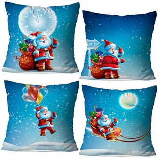 Kit com 4 Capas para Almofadas Decorativas Papai Noel