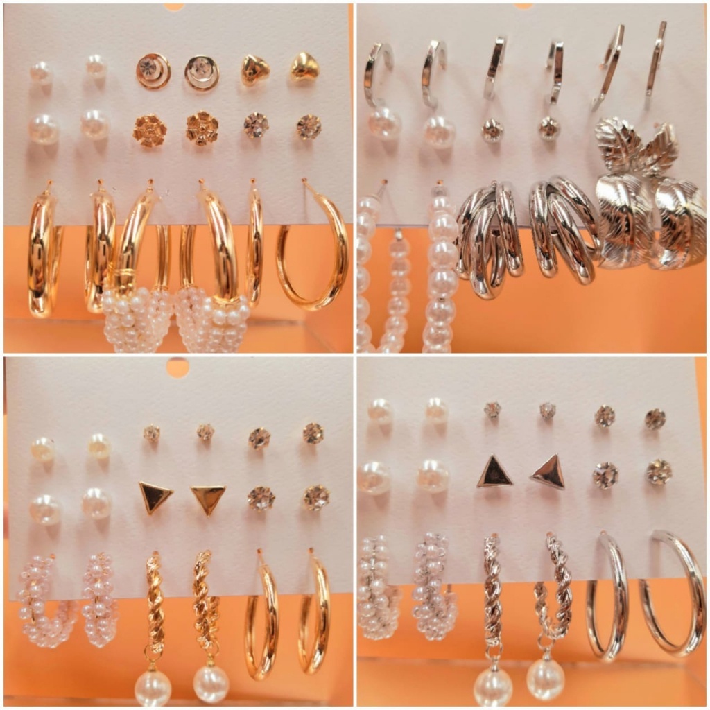 9 Pares De Brincos E Acessórios Criativos Simples Moderno Exagerada Banhado a Ouro 18k Prata 925 em Oferta na Shopee