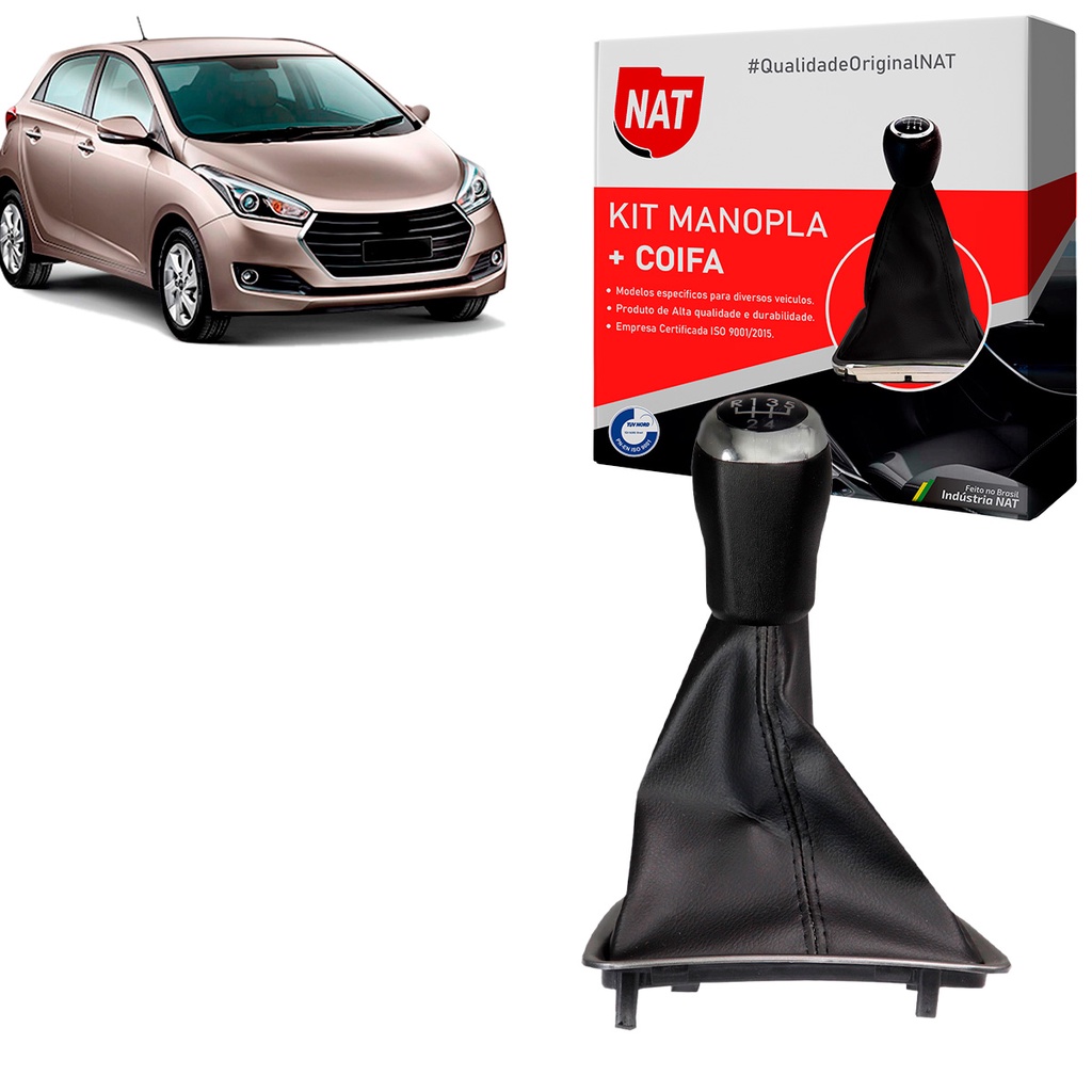 Manopla + Coifa Hyundai Hb20 Ano 2012 Até 2019 - 5 Marchas em Oferta na Shopee