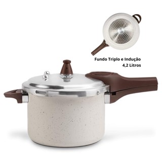 Panela de Pressão Brinox Indução Ceramic Life 4,2L Antiaderente Cor Vanilla