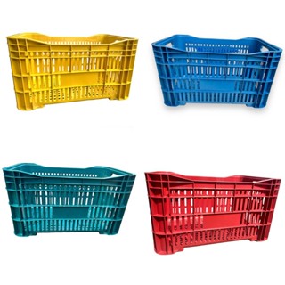 Caixa Plástica Hortifruti Organizadora COLORIDA Empilhável Agricola 46 litros em Oferta na Shopee