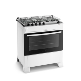 Fogão 5 Bocas Branco com Mesa Inox Atlas Mônaco Top Bivolt em Oferta na Shopee