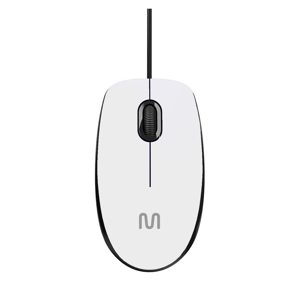 Mouse Com Fio MF400 Clique Silencioso Conexão USB 1200dpi Cabo de 180cm 3 Botões Branco Multi - MO389