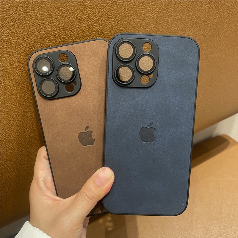 Capa De Camurça Luxuosa Compatível Com iPhone 17 16 15 14 13 12 11 Pro Max Protetor De Lente De Câmera em Oferta na Shopee