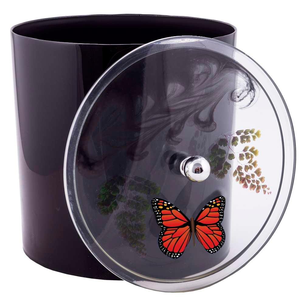 Lixeira Decorada Preto com Borboleta Vermelha