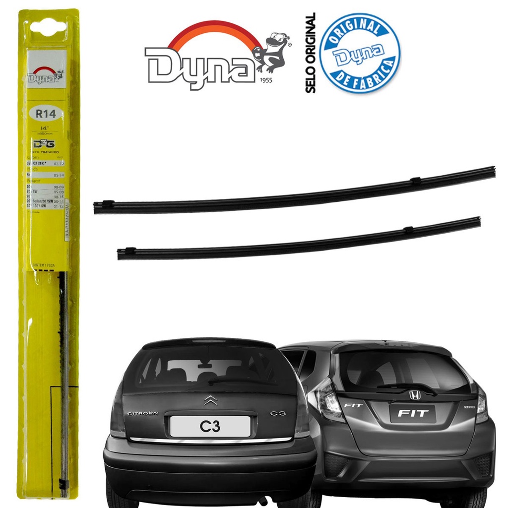 Refil Dyna Palheta Tras. Citroen C3 Xtr 2002 Até 2012