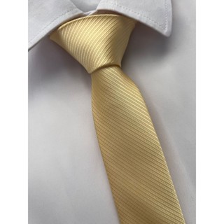 Gravata Amarela Pastel Risco Largo Slim e Semi Slim em Oferta na Shopee