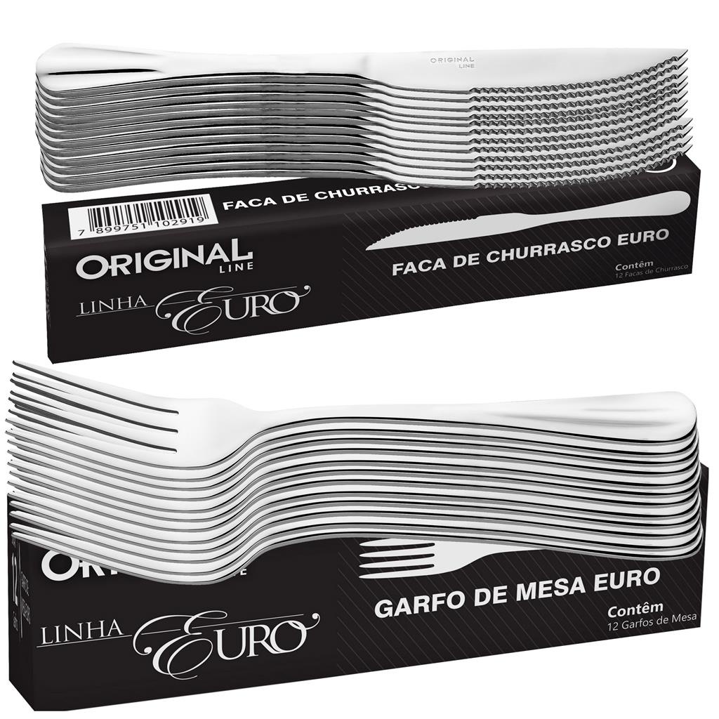 Kit 12 Garfo 12 Faca Aço Inox Mesa Restaurante Buffet Euro Premium Alta Qualidade Original Line em Oferta na Shopee