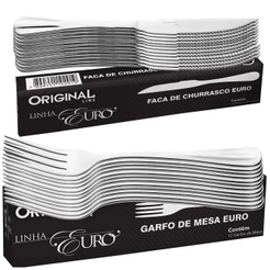 Kit 12 Garfo 12 Faca Aço Inox Mesa Restaurante Buffet Euro Premium Alta Qualidade Original Line