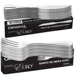 Kit 12 Garfo 12 Faca Aço Inox Mesa Restaurante Buffet Euro Premium Alta Qualidade Original Line em Oferta na Shopee