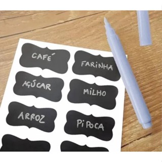 Kit com 60 Etiquetas Adesivas Lousa e Caneta para Tempero em Potes em Oferta na Shopee