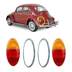 Kit Lente Traseira + Friso Cromado Fusca 1200 1300