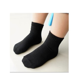 Kit 12 Pares Meia Preto e Branco  Infantil Meninos e Meninas Cano Alto e Curto Basica 3-12ANOS