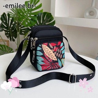 EMILEE Saco Quadrado Pequeno , Impressão De Ombro Multicamadas , Mini Pack Esportivo Casual Nylon Homens Mulheres