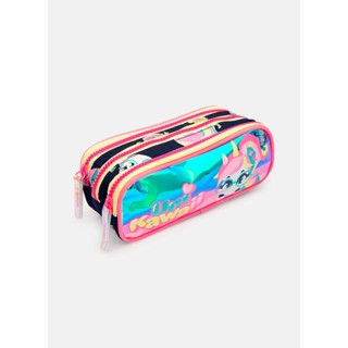 Estojo Menina Triplo Holográfico Unicórnio Kawaii - Puket