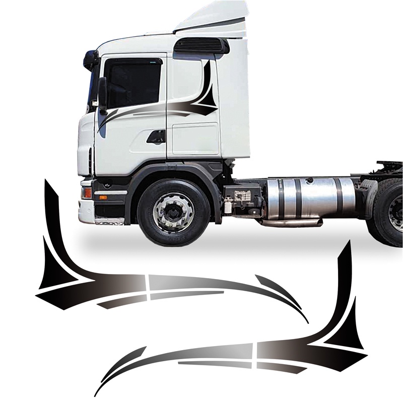 Faixa Scania 2008 Adesivo Azul Lateral Caminhão Decorativo PRETO