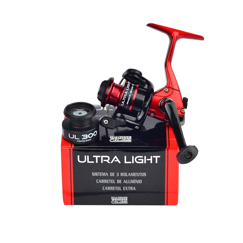 Molinete Ultra Light UL300 3Rol. Red&Black - Marine Sports em Oferta na Shopee