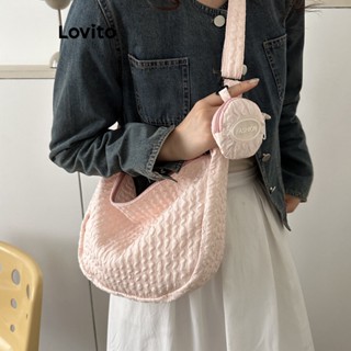 Lovito Bolsa De Ombro Pequena Casual Simples Seersucker Para Mulheres LFA11766
