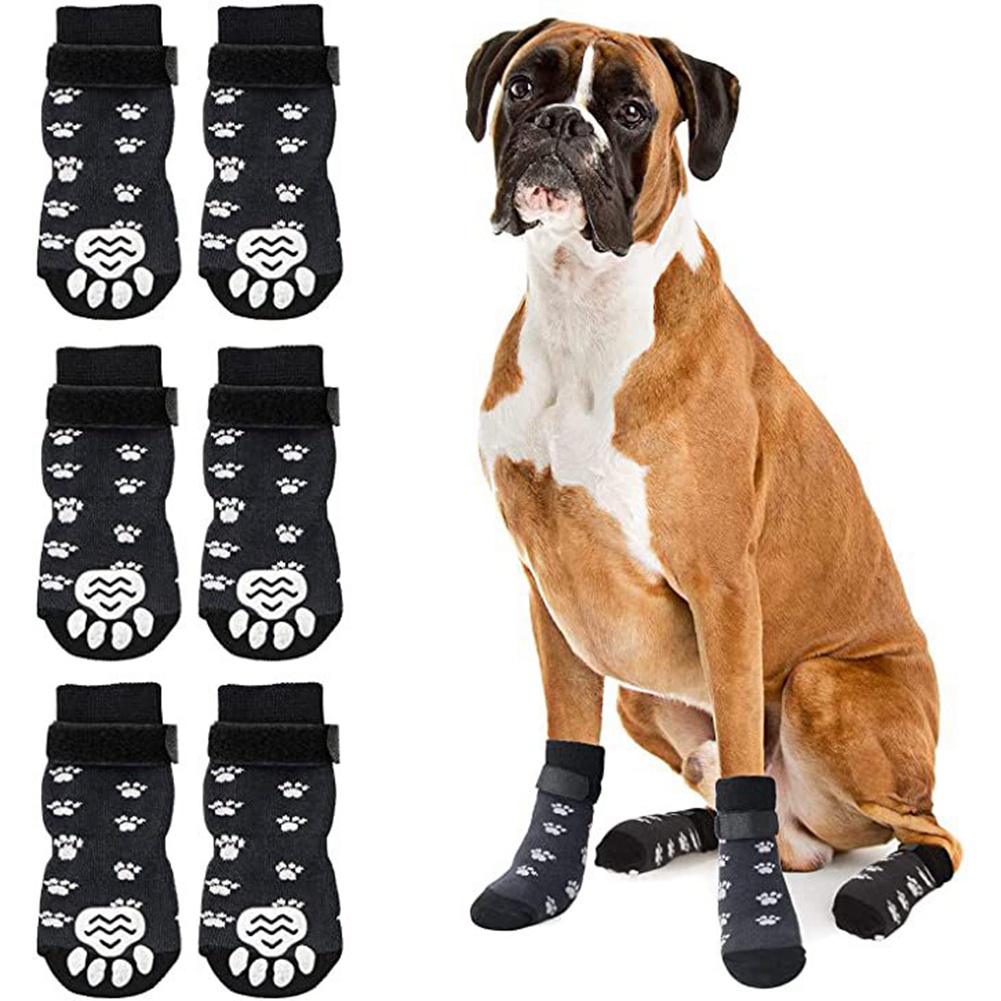 Meias Antiderrapantes Para Cães 4pcs Controle De Tração De Patas Com Proteção Ajustável O Interior De Malha Animais De Estimação Reforço De Borracha