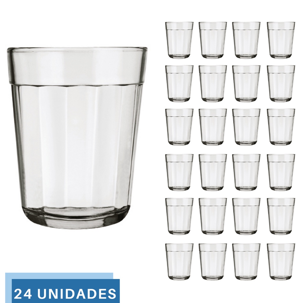 24 Mini Copos Americano Shot Cachaça 45ml Vidro Dose Nadir