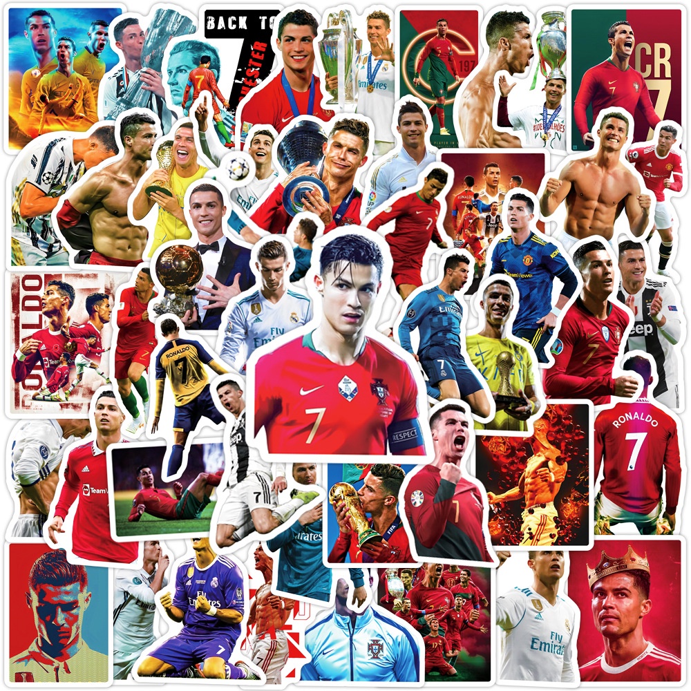 Novo Novo 50PCS Adesivos do Cristiano Ronaldo - Adesivos de Vinyl à Prova d'Água para Celular, Laptop e Bagagem