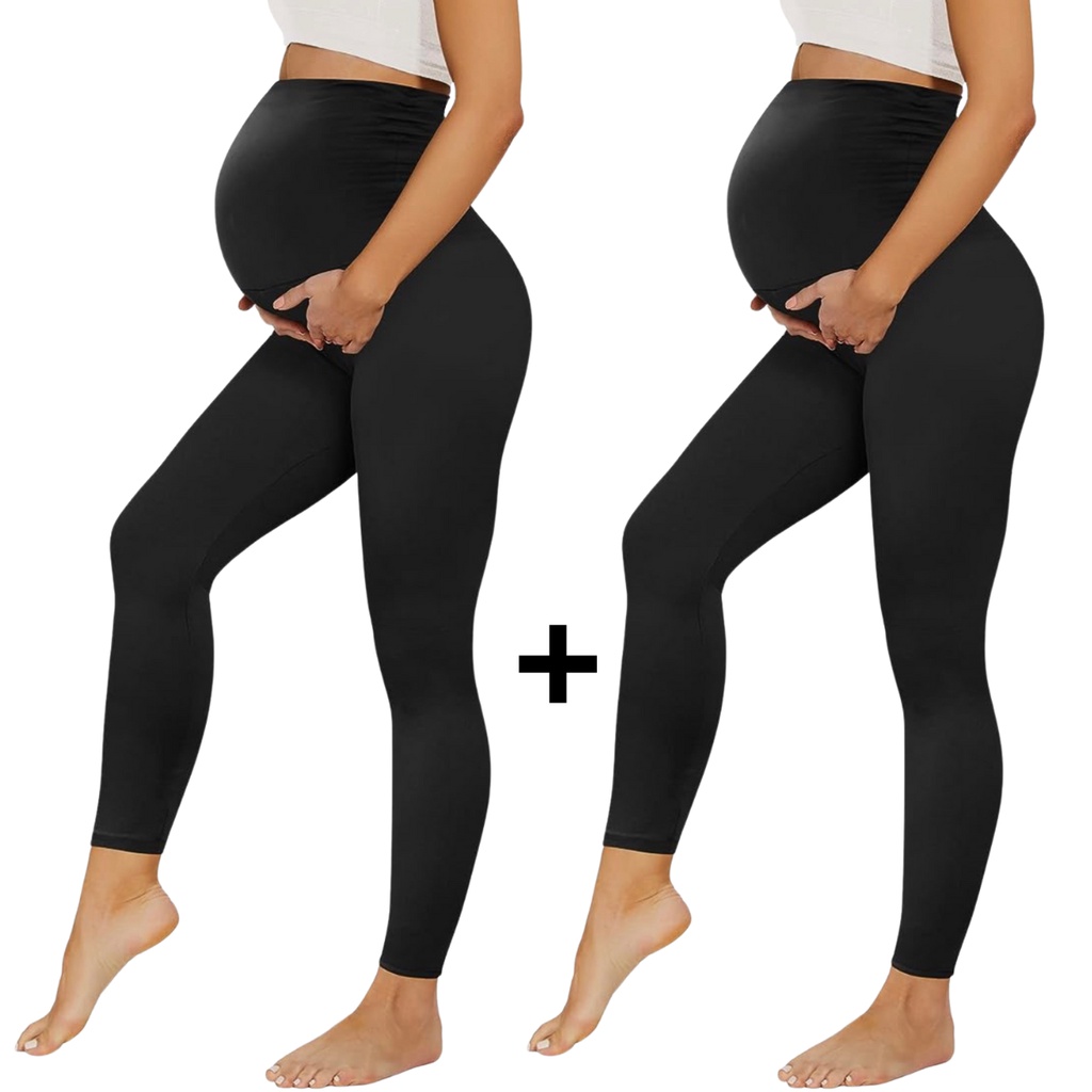 Kit 2 Legging gestante calça grávida maternidade suplex alto conforto sustentação barriga cós alto plus size curve
