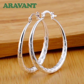 Aravant 925 Brincos De Prata 40mm Hoop Para Jóias De Moda Feminina em Oferta na Shopee