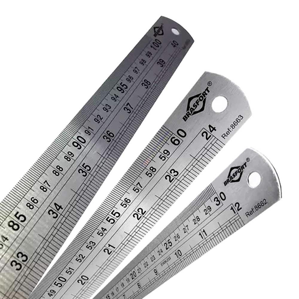 Réguas Escala de Aço Inoxidável 100cm 60cm e 30cm BRASFORT em Oferta na Shopee