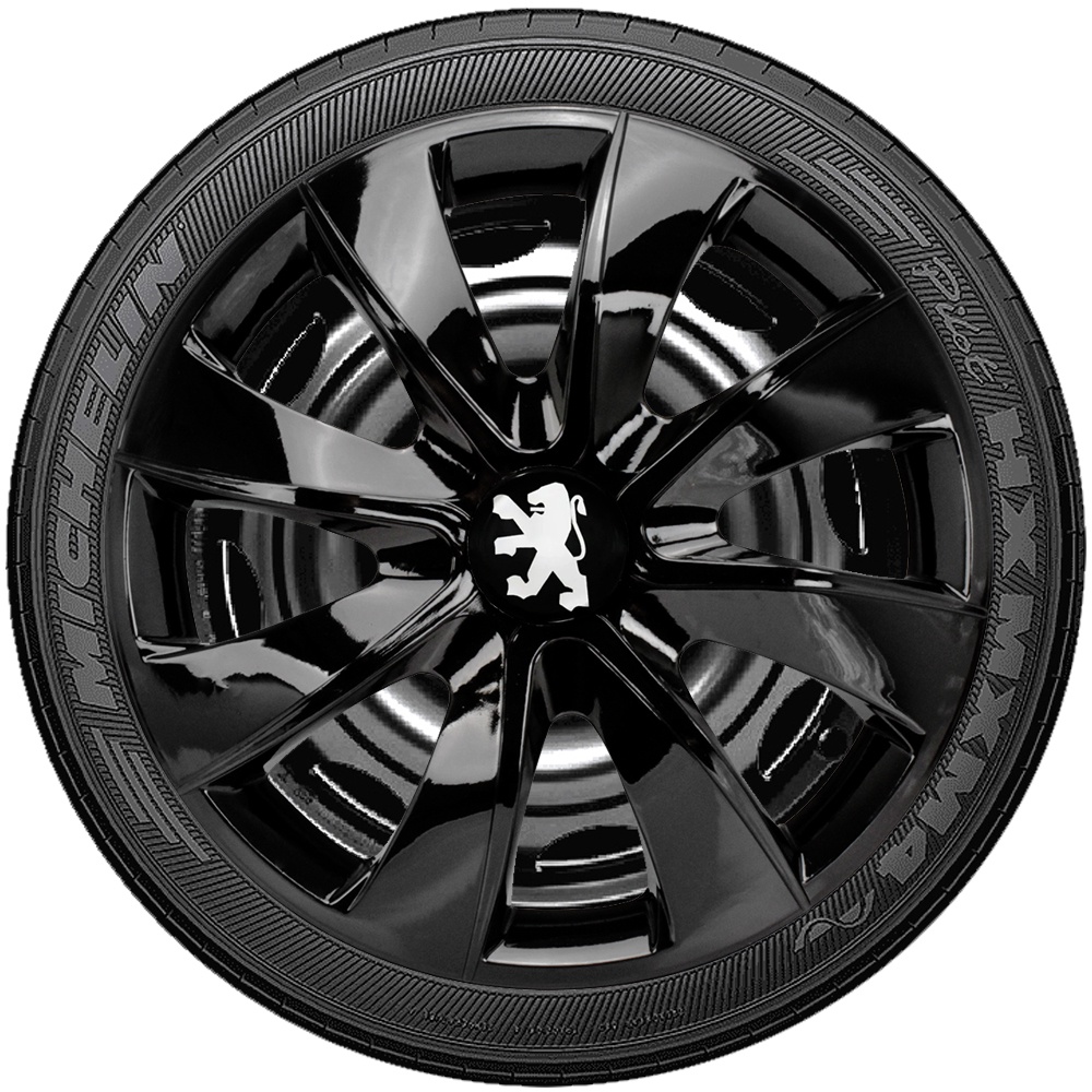 Jogo 4 Calotas Esportivas aro 13/14 PRETO BRILHANTE Compatível com 406 Hoggar 206 307 309 em Oferta na Shopee