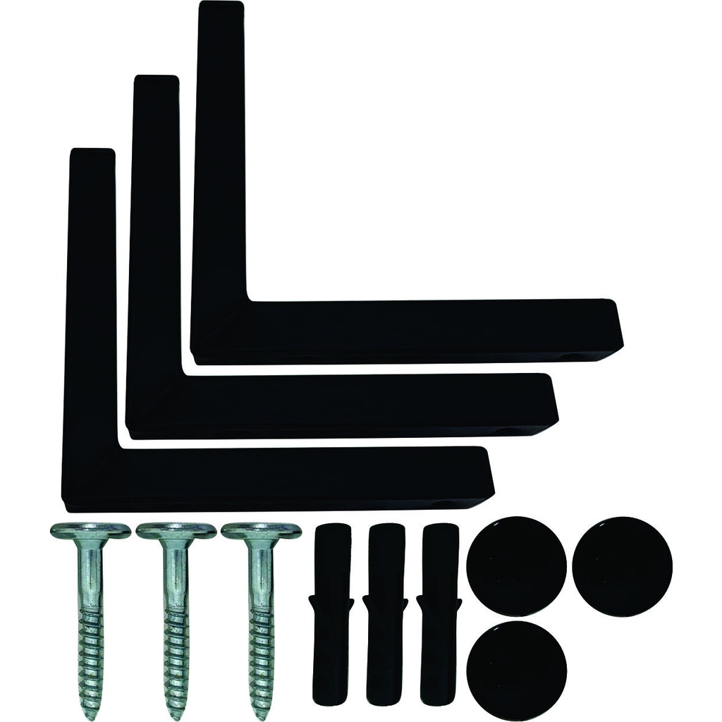 Kit 4 Suportes Mão Francesa Cantoneira Prateira Preto 25cm