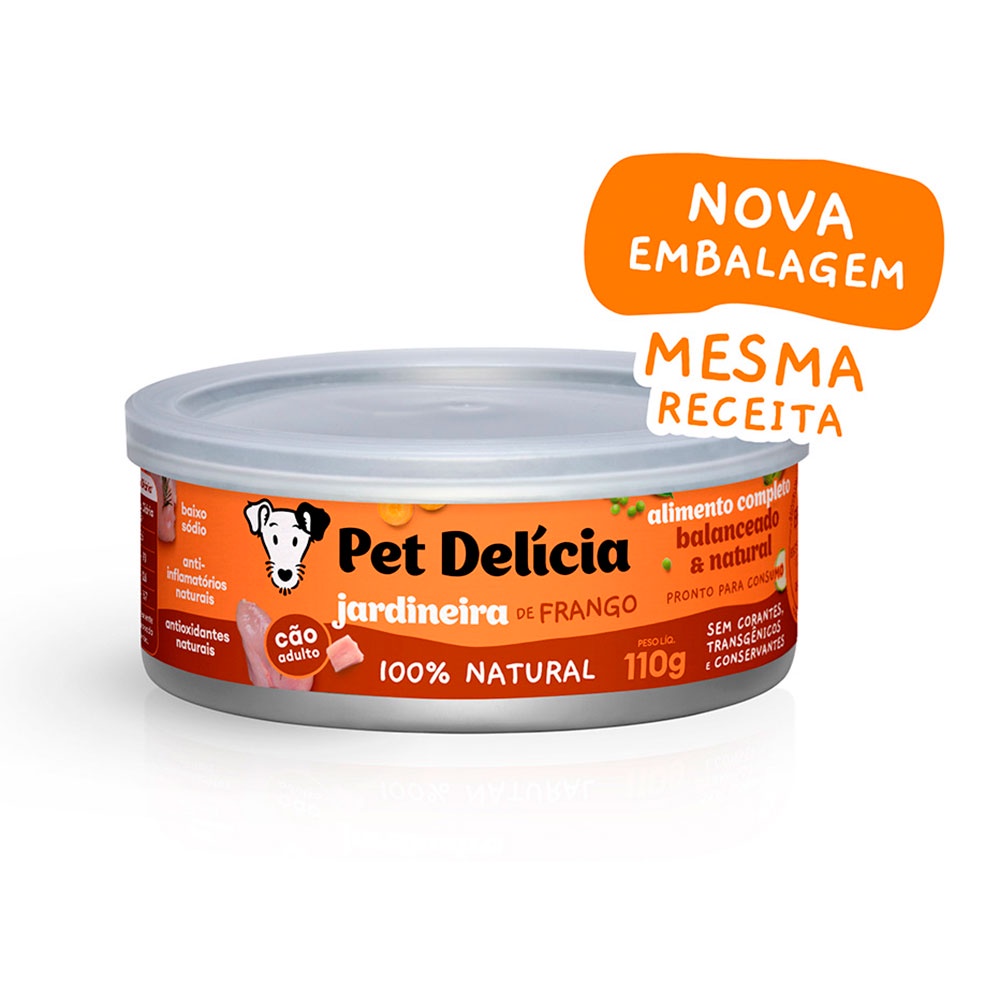 Ração Úmida Para Cães Adultos Pet Delícia Sabor Jardineira de Frango 110g - Pets