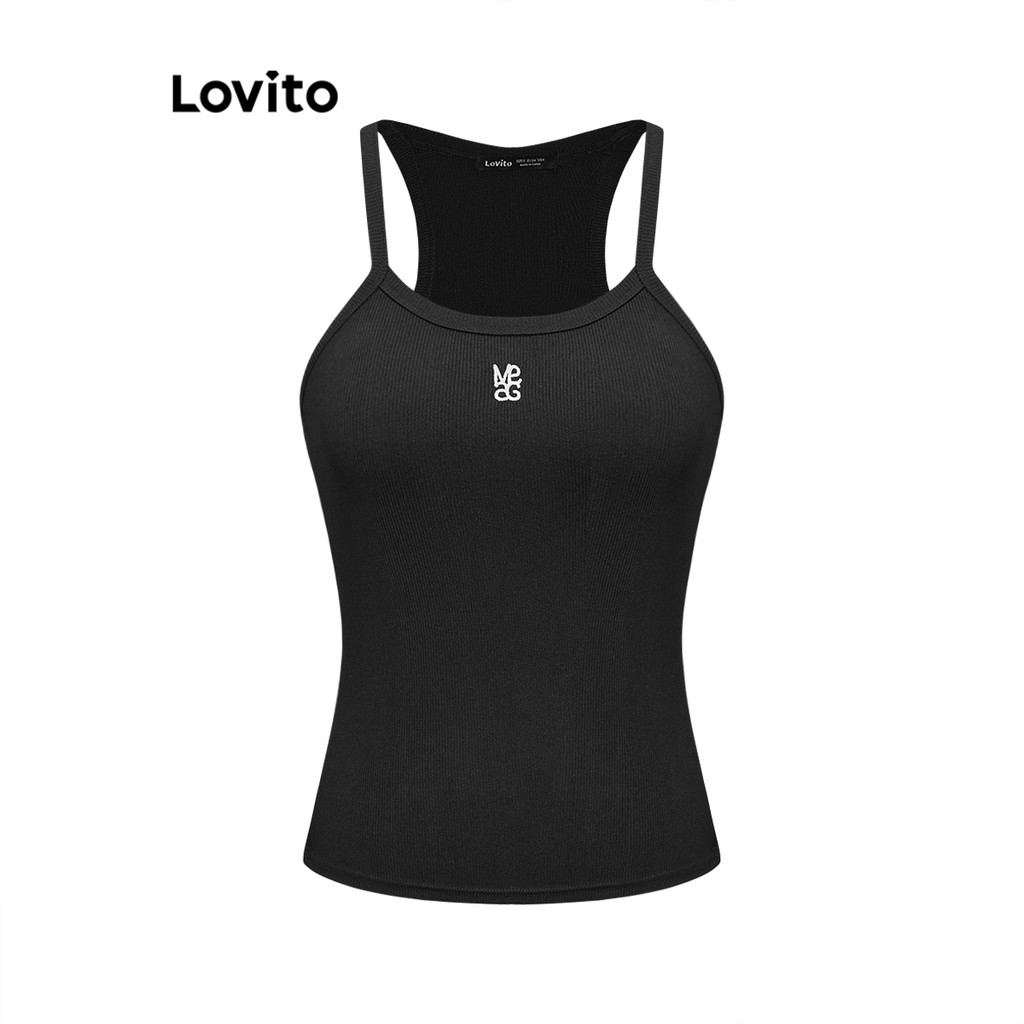 Lovito Regata casual com bordado liso para mulheres L93AD102 - Women Clothes