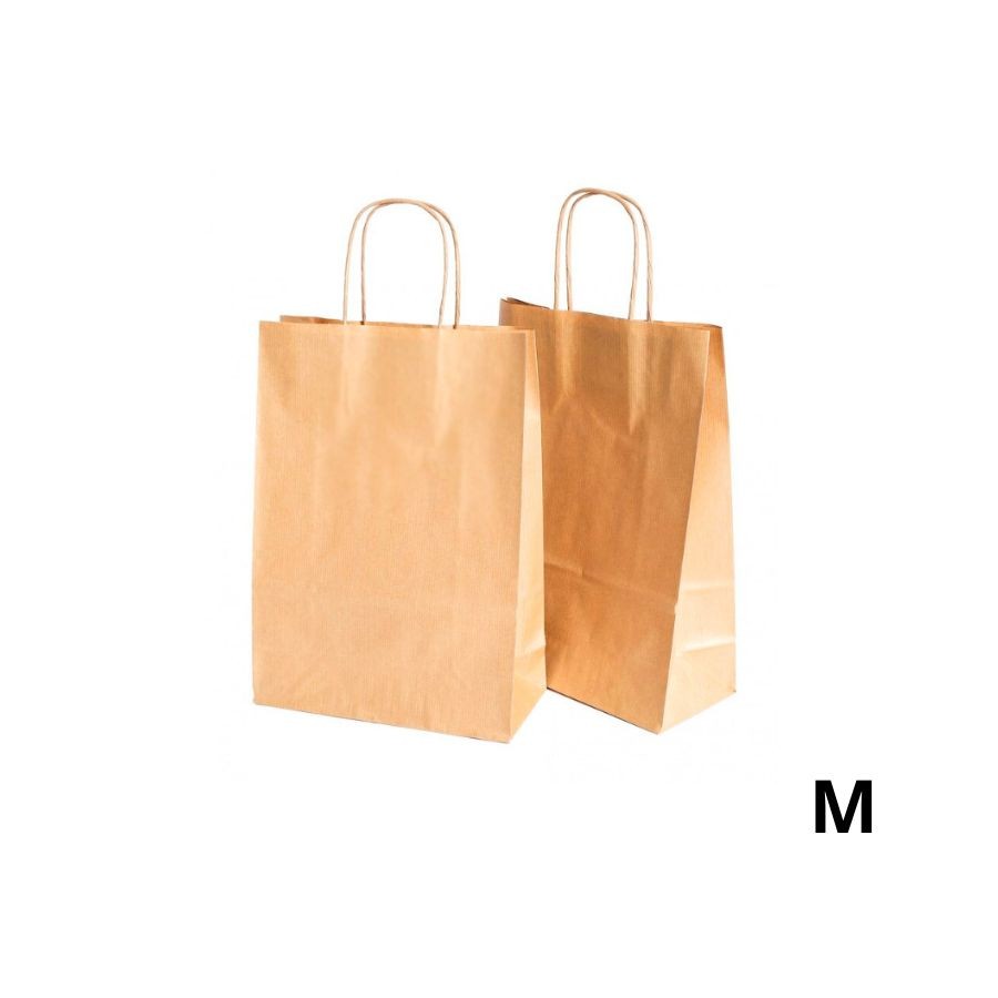 Sacola de Papel M 26x19,5x9,5cm - Kraft - Embalagem Econômica - 500 unidades - Cromus - Rizzo