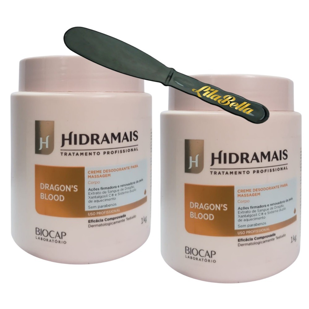 2 Creme Para Massagem Dragon’s Bloond 1KG Hidramais+Espátula