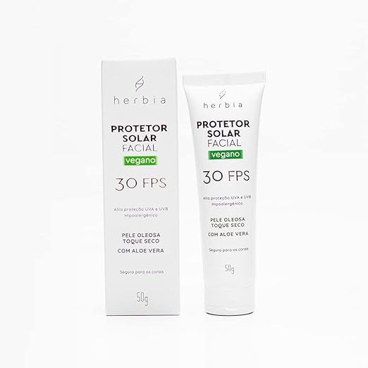 Protetor Solar Facial pele Oleosa 30 FPS 50g Certificado IBD HERBIA