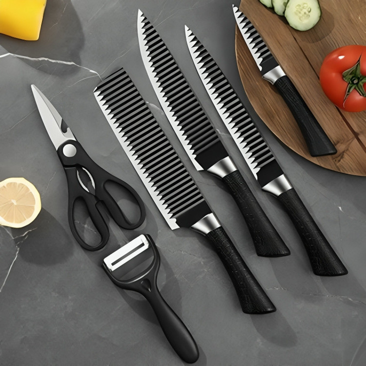 Utensílios de Cozinha 6 Peças com Facas, Tesoura e Descascador Praticidade e Versatilidade