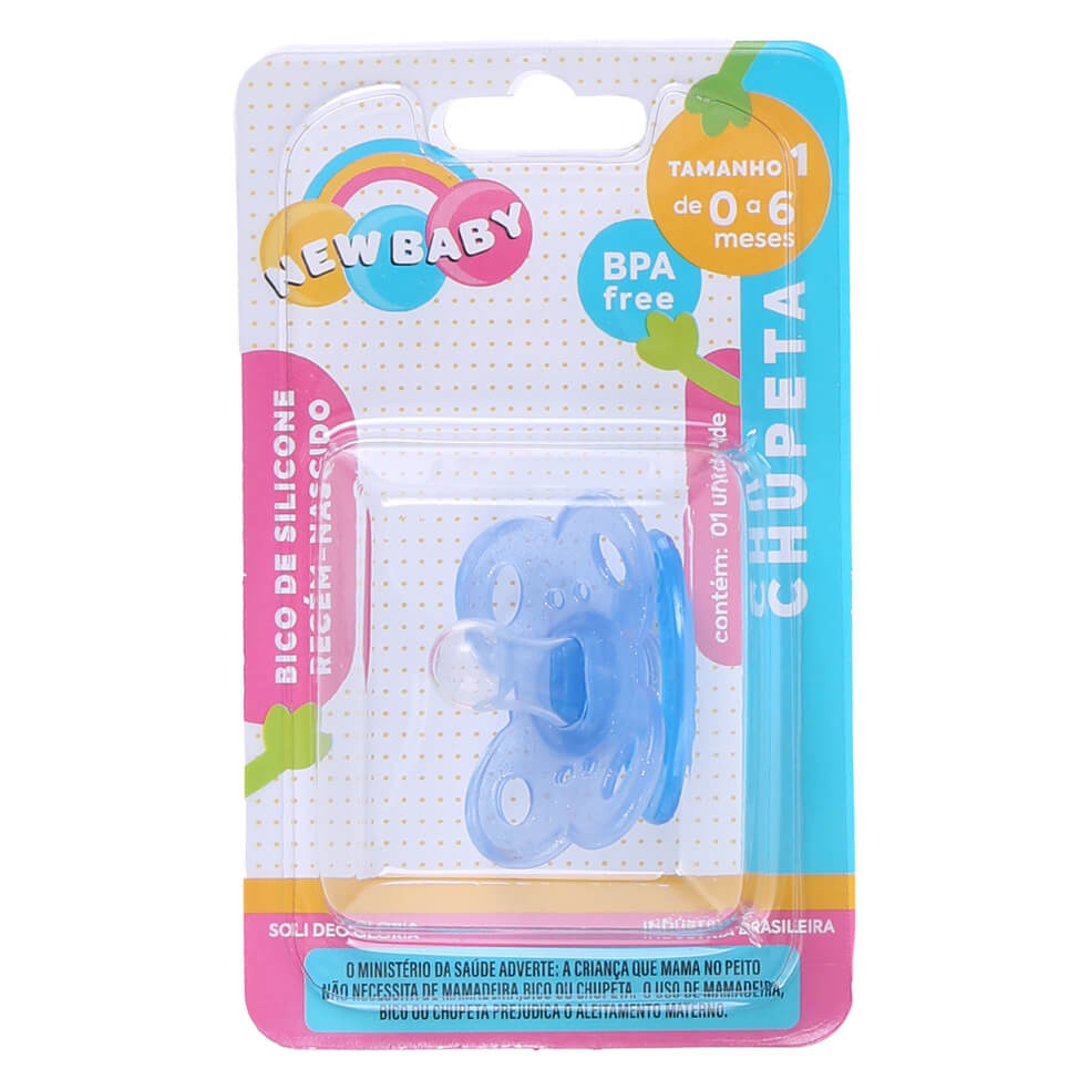 Chupeta New Baby Glitter Silicone Fase 1 em Oferta na Shopee