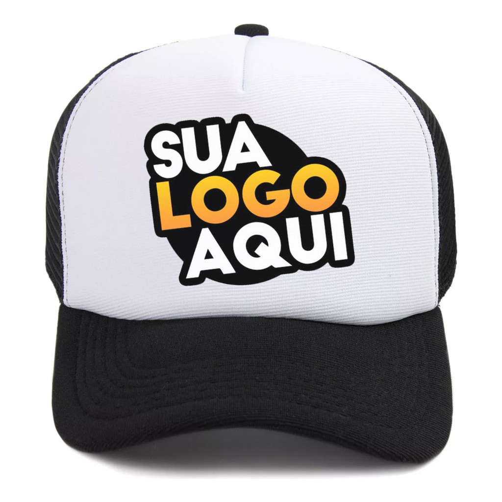 Boné Personalizado Sua Logo Estampado  Aba Curva Trucker Estilo Casual Adulto Empresa Aniversário em Oferta na Shopee