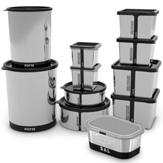 Kit Potes Para Mantimentos Modernos Resistentes BPA FREE Para Alimentos ARROZ, FEIJÃO 11 P...