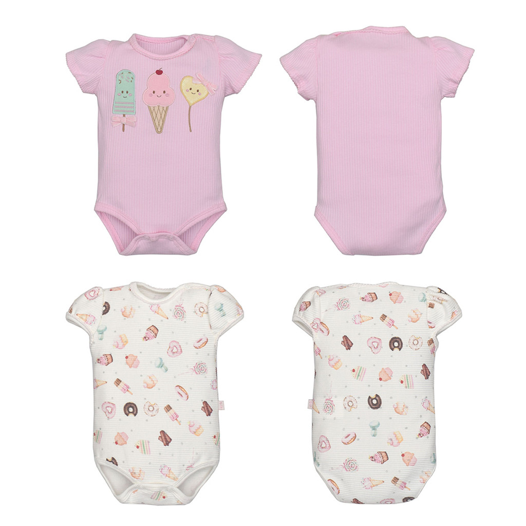 Kit Body 2 Peças Bebê Menina Suedine Estampado Doce Upi Uli